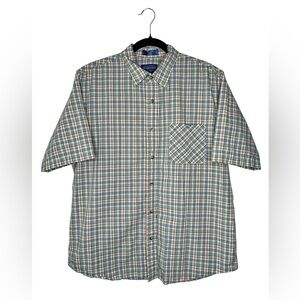 Pendleton Men’s Plaid Trent Fitted Short Sleeve Button Up Shirt size Large